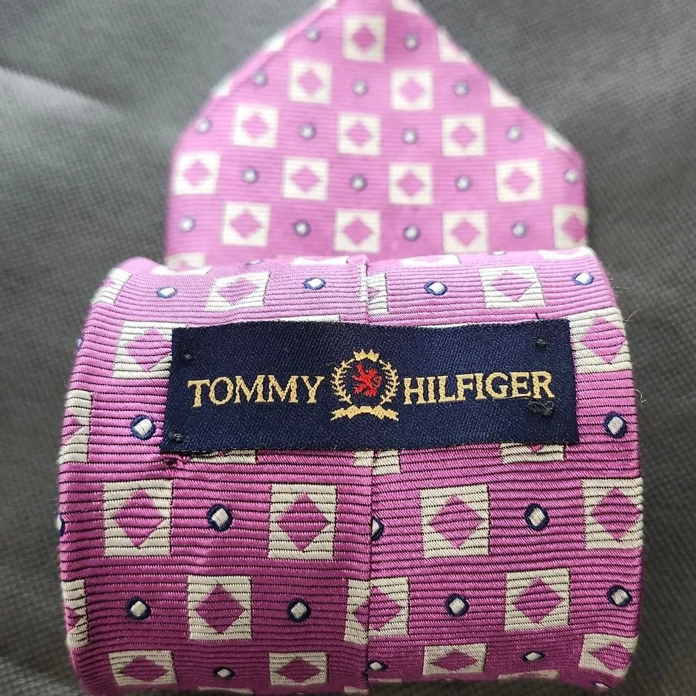 Tommy Hilfiger Pink Geometric Tie